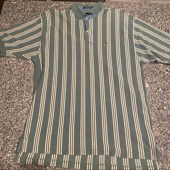 TOMMY HILFIGER (SIZE XL) STRIPED POLO SHIRT Green - Picture 1 of 5